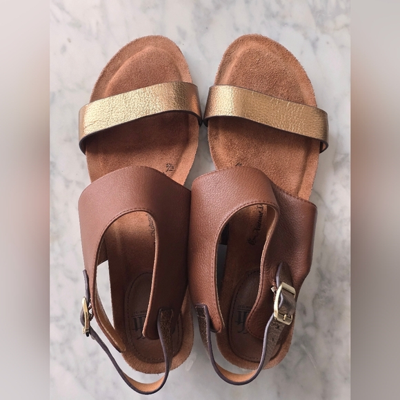 SÖFFT Heeled Sandals in Brown and Gold Size 8.5 EUC - Picture 1 of 5